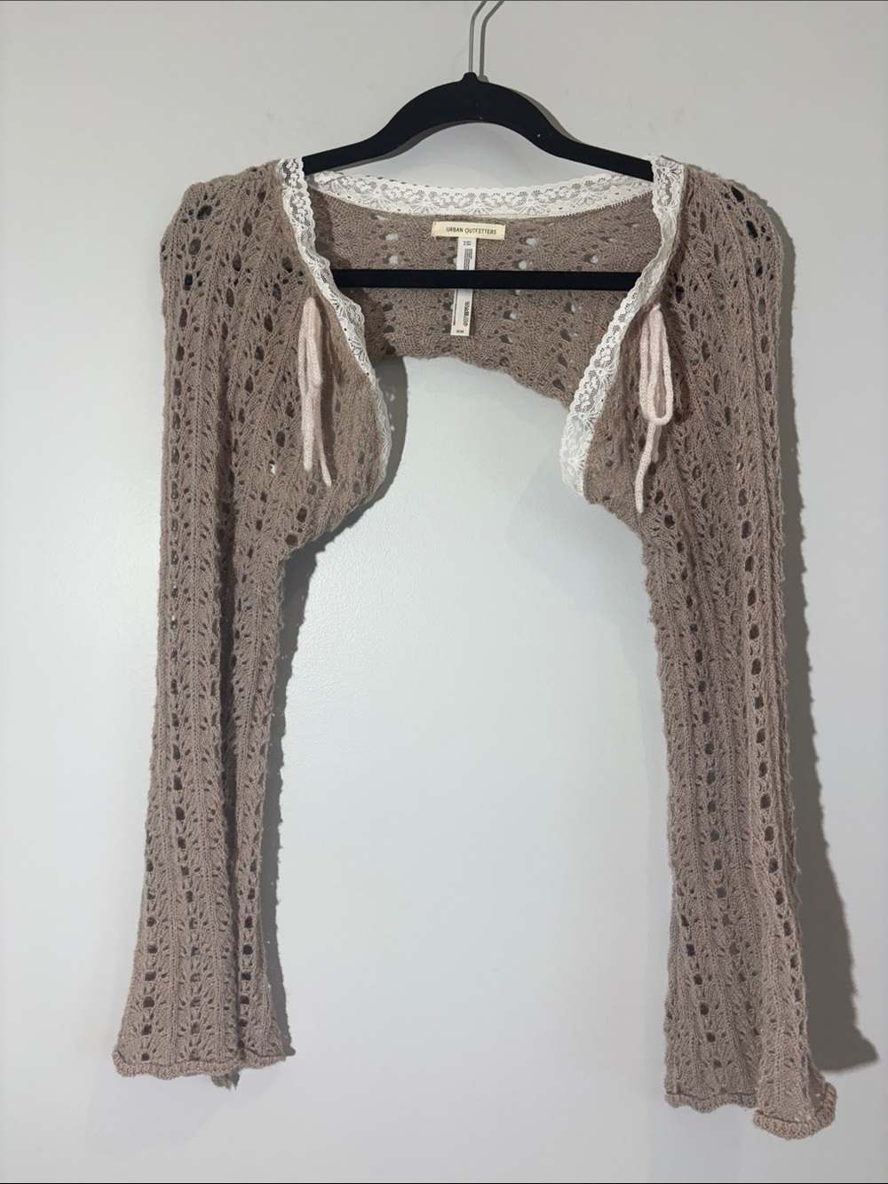Urban Outfitters Open Knit Lace Trim Shrug Cardigan S/M